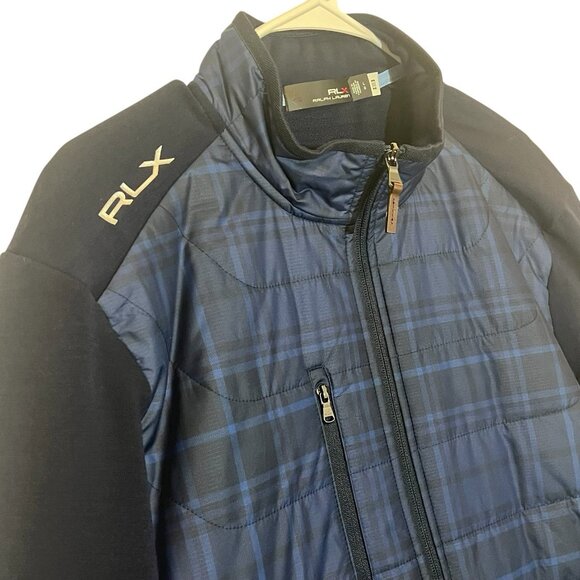 RLX Ralph Lauren Men’s GOLF Hybrid Mockneck Jacket Wool Blend Navy Full Zipper - Picture 11 of 16
